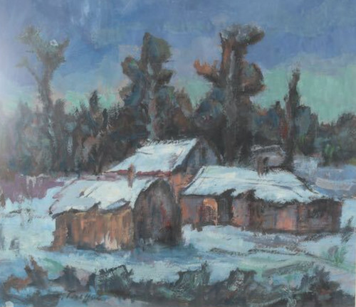 Paesaggio invernale dipinto a - invernale,,