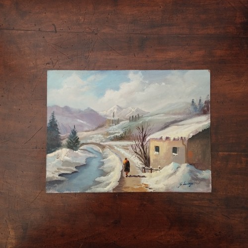Dipinto olio legno - olio, su