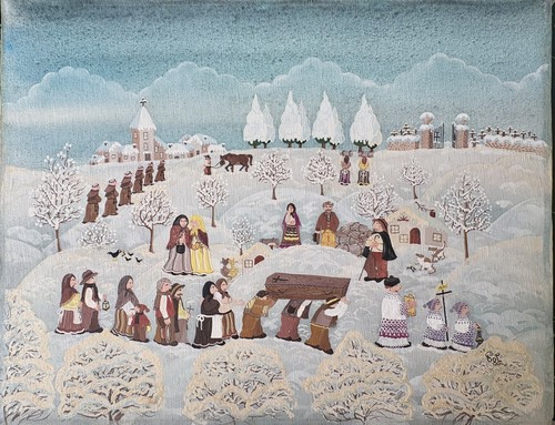 Dipinto naif invernale - dipinto,