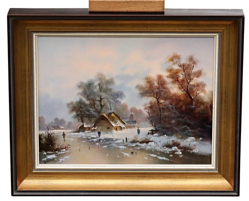 Olio legno paesaggio - su,